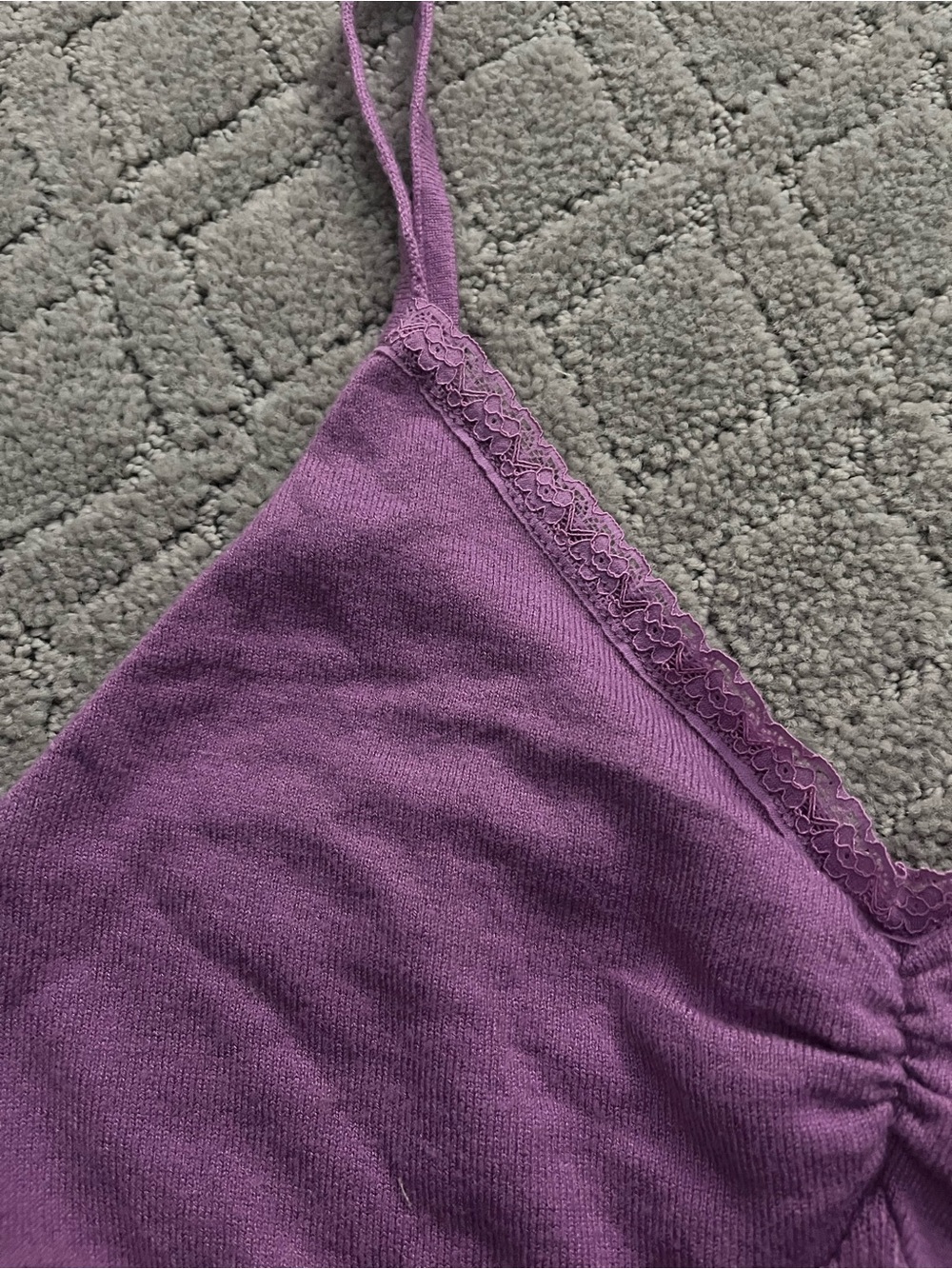 Purple Lace-Trim Cami Crop Top - Picture 2 of 6